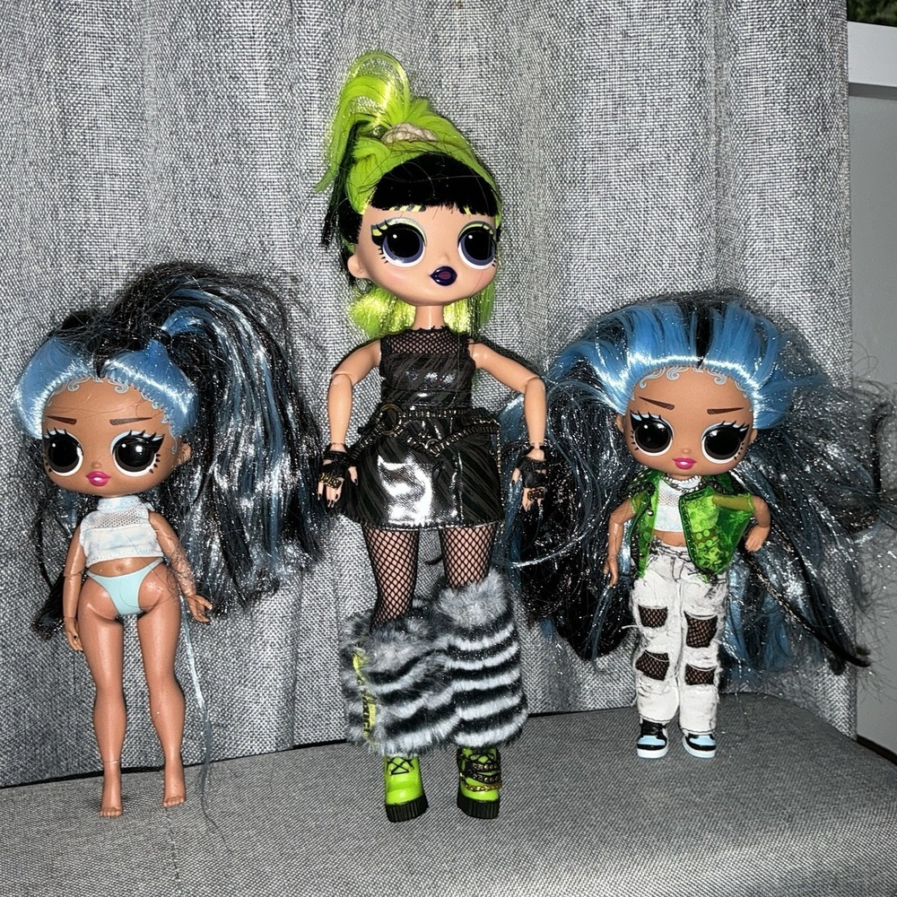LOL Surprise OMG Remix Bhad Gurl Doll And Two Tweens Lot Of 3 Green Blue